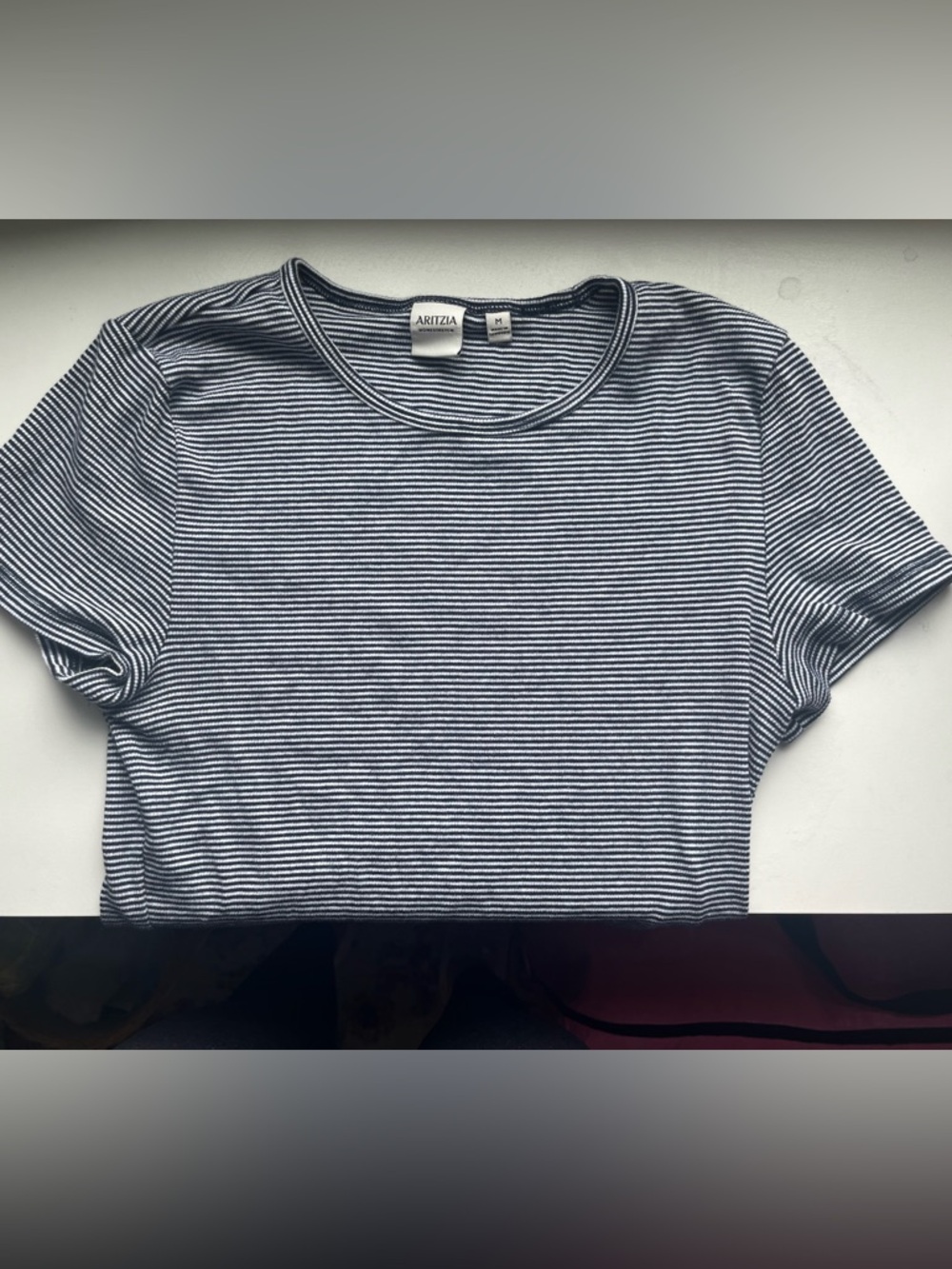 Aritzia Homestretch Rib Tune Black and White Striped Crew Tee